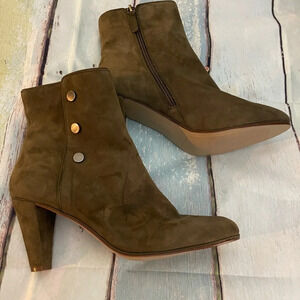 TAHARI Christy Studded Suede Bootie in Olive, 9.5, NWOT